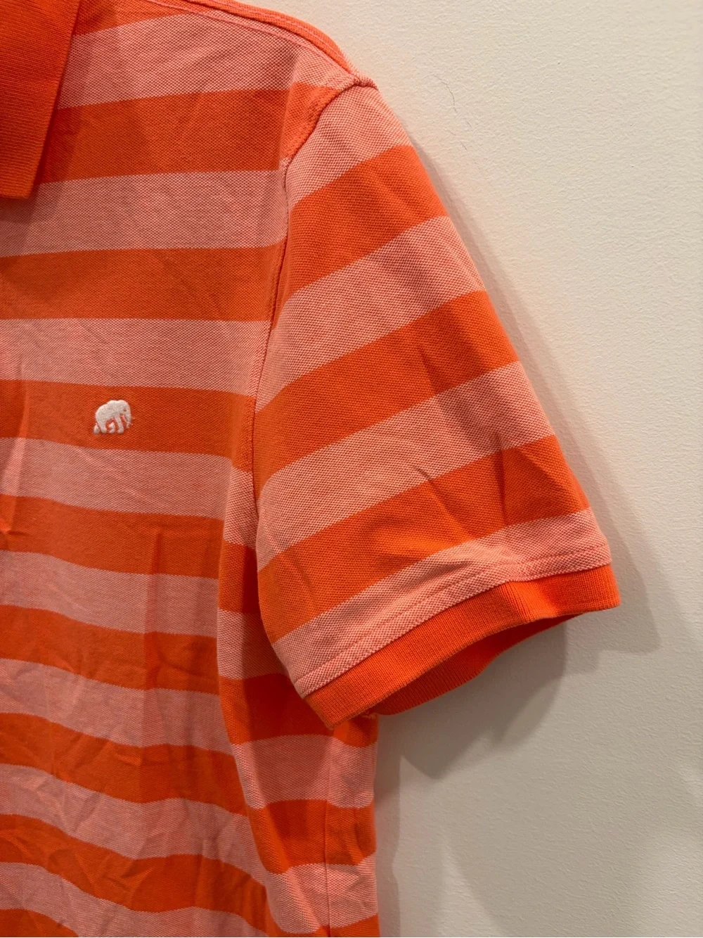 Banana‎ Republic Men’s Orange and Pink Striped Polo Shirt